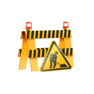 construccion reparacion carreteras barrera amarilla negra senal ilustracion vectorial realista